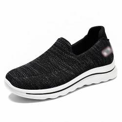 DHAEY Orthopädische Damen-Sneaker, Fußgewölbeunterstützung, Plantarfasziitis, orthopädische Schuhe, runde Zehen, bequem, lässig, modisch, Sneaker, Wanderschuhe (Color : Black, Size : 37 EU) von DHAEY