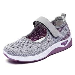 DHAEY Orthopädische Damen-Sneaker, modisch, leicht, mit Riemen, verstellbar, Arbeitsschuhe for Krankenschwestern, breite Schuhe for Fuß- und Knieschmerzen (Color : Gray, Size : 38 EU) von DHAEY