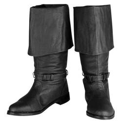 Mittelalterliche Piratenstiefel im britischen Renaissance-Stil spitze Zehenpartie niedriger Absatz Leder bequeme lässige Unisex-Country-Western-Stiefel erhältlich for normale und breite Waden ( Color von DHAEY