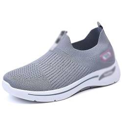 Orthopädische Damen-Sneaker, atmungsaktiv, mit Fußgewölbestütze, Strick-Freizeitschuhe, Bequeme, lässige Damen-Sportschuhe for Damen (Color : Gray, Size : 41 EU) von DHAEY