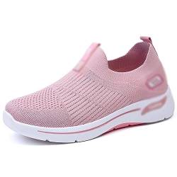 Orthopädische Damen-Sneaker, atmungsaktiv, mit Fußgewölbestütze, Strick-Freizeitschuhe, Bequeme, lässige Damen-Sportschuhe for Damen (Color : Pink, Size : 38 EU) von DHAEY
