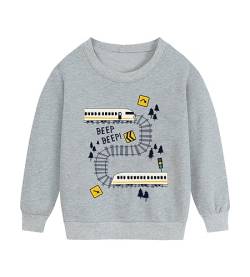 DHASIUE Baby Jungen Sweatshirts Baumwolle Tops Pullover Langarmshirts Kinder Jungen Winter Warme Streetwear Oberbekleidung Zug Grau 3 Jahre 98 von DHASIUE