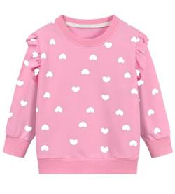 DHASIUE Kleinkind Mädchen Valentinstag Sweatshirts Rosa Rundhals Herz Pullover Kinder Mädchen Langarm Baumwolle Winter Kleidung Urlaub Shirts Tops Weißes Herz 5-6 Jahre von DHASIUE