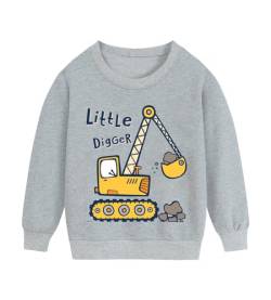 DHASIUE Sweatshirts für Kleinkinder Jungen Langarmshirts Baumwolle Digger Tops Winter Pullover Baby Jungen Activewear Bagger Grau 3 Jahre 98 von DHASIUE