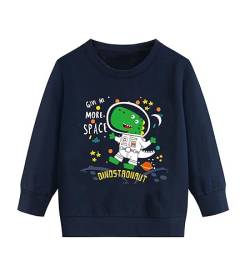 Jungen Sweatshirts Pullover Baumwolle Tops Cartoon Langarmshirts Kleinkind Kinder Jungen Winter Warme Activewear Raum Dinosaurier Blau 4 Jahre 104 von DHASIUE