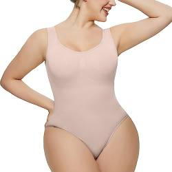 Shapewear Damen Bodysuit Bauchweg Shaping Body Bauchweg Figurformender Tanga Shaper mit Verstellbare Schultergurte und Anti-Pinch-Design an Hüfte(Hautfarbe Tanga,XL) von DHASIUE