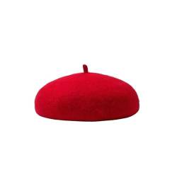 DHDHWL Barett Baskenmütze for Damen, Herbst und Winter, Newsboy-Mütze, literarischer Retro-vielseitiger Malerhut (Color : Rot, Size : One size) von DHDHWL