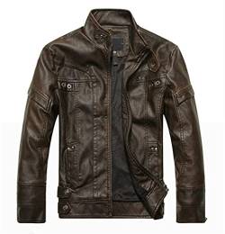 DHDHWL Lederjacke Herren Männer Motorrad Lederjacke Herren Lederjacke Mode Herren Lederjacken Männer Mäntel (Color : Coffee, Size : M) von DHDHWL