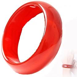 Rot Achat Armband Jade Armreif Armreifen Breit Natürliche Rote Jade-Armband-armbänder Für Frauen Große Dicke Rote Jade Natürliche Karneol Achat,58mm von DHJY
