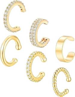 6Pcs Ear Cuff for Women 14K Gold Plated Cuff Earrings for Girls Gold Ear Cuffs Non Pierced Ear Clips Cartilage Earring Women Jewelry von DHRUTI
