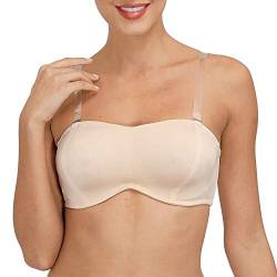 DHX Damen Trägerloser Bandeau-BH mit klaren Trägern Multiway Abnehmbare Pads Übergröße BHs für große Brust, Beige, 110A von DHX