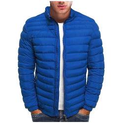 DHYUEN Bomberjacke Herren Taschen Winterjacke Männer Patchwork Fraben Fleecejacke Herren Mit Kapuze Softshelljacke Für Herren Bequem Winterjacke Herren Warm Loose Warme Winterjacken(2-Royal Blue,XL) von DHYUEN