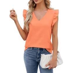 DHYUEN Sportshirt Damen Oversize Tunika Damen Große Größen Bluse Pink Y2k Karo Hemden Damen Off Shoulder Oberteil Damen Tunika Italienische Mode Damen Blusen Hawaii Outfit Damen（3-Orange，M） von DHYUEN