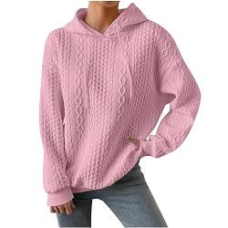 DHYUEN Sweatshirt Damen Oversized Leichte Pullover Damen Schwarz Lässige Damen Pullover Winter Fleecepullover Damen Streetwear Dünne Pullover Damen Mit Kapuzen Essentials Hoodie Winter(Rosa,3XL) von DHYUEN