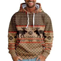 DHYUEN Weihnachtspullover Herren Zipper Weihnachtspulli Herren Atmungsaktive Weihnachtspullover Lustig Pullover & Strickjacken Für Herren Outdoor Weihnachten Hoodie Herren Lustig Teddy(Armeegrün,3XL) von DHYUEN