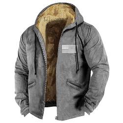 Daunenjacken Herbst Fleecejacke Herren Mit Kapuze Stylish Winter Jacket Men Fleecejacke Herren Mit Kapuze Patchwork Fraben Softshelljacke Herren Winter Leichte Softshelljacke Für Herren(2-Gray,3XL) von DHYUEN