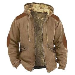 Fleecejacke Herren Einfarbige Bomberjacke Herren Sommer Warmer Herbstjacke Herren Windstopper Jacke Herren Lässig Regenjacke Motorrad Herren Herbst Winter Regenjacke Herren Faltbar(3-Khaki,6XL) von DHYUEN