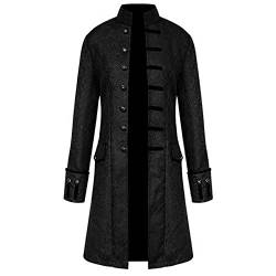 Halloween Herren Kostüm-Outfits Schmale Passform Smoking Renaissance Oberteile Unterteile Bequem Frack Mantel Uniform Gothic Party Oberbekleidung Classic Kostüme Mittelalter Frack Jacke（3-Black，L） von DHYUEN