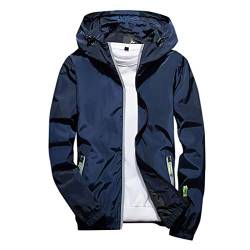 Herbstjacke Herren Brief Motorrad Regenbekleidung Verdicken Regenjacke Motorrad Herren Herren Windbreaker Kordelzug Regenjacke Herren Schwarz Atmungsaktiv Bomberjacke Herren Sommer(Blau,7XL) von DHYUEN