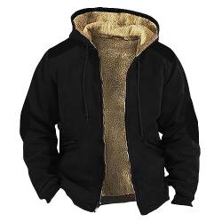 Herbstjacke Herren Einfarbige Herren Jacke Winter Bequem Arbeitsjacke Herren Winter Softshelljacke Für Herren Atmungsaktive Outdoor Fleecejacken Für Herren Fleec Warme Winterjacken(2-Black,7XL) von DHYUEN