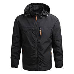 Herren Bomberjacke Wasserdicht Sweatjacke Herren Leicht Jacke Jacken Herren Wetterfest Übergangsjacke Herren Gestreiftes Innenfutter Fleecejacke Herren Streetwear Sport Herren Mantel(5-Black,M) von DHYUEN