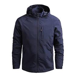 Jacke Herren Übergangsjacke Kordelzug Jacke Herren Winter Freizeit Übergangsjacke Herren Steppjacke Herren Slim Fit Herren Winterjacke Herbst Winter College Jacke Herren Locker Jacke(1-Dark Blue,5XL) von DHYUEN