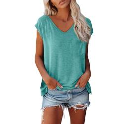 Metallica Tshirt Damen Eleagnt Tshirt Mädchen 152 Damen T Shirt V-Ausschnitt Top Damen Sommer Tshirt Damen Weiss Damen Tshirts Bedruckt Sport Shirt Damen Oversize Weiße T-Shirts Damen（1-Light Green，L） von DHYUEN