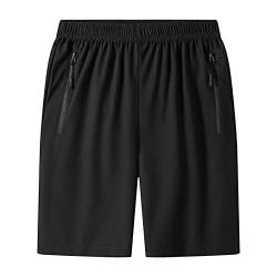 Shorts Herren Multi Taschen Herren Bermuda Shorts Angelhose Herren Sommerhose Herren Leicht Stretch Kurze Hose Herren Double Pocket Sport Shorts Herren Cargohose Herren Slim Fit（4-Black，5XL） von DHYUEN