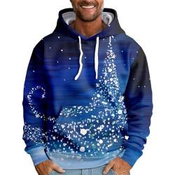 Sweatshirt Herren Weihnachten Locker Christmas Sweater Herren Streetwear Pullover Weihnachten Herren Weihnachten Hoodie Herren Lustig Lang Weihnachten Hoodie Herren Multi Taschen(Weiß,3XL) von DHYUEN