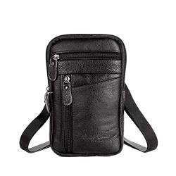 Casual männer Leder Taille Packs Telefon Beutel Taschen Taille Tasche Gürtel Mode Männlichen Schulter Crossbody Brust Kleine Tragbare Tasche Pack, Schwarz von DHliIQQ