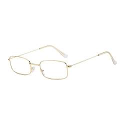 DHliIQQ Kleine quadratische Legierungsrahmenbrille Retro-Lesebrille Brille Licht Damen Blau Linse Herren Clear Presbyopi Metall Brille A7O0 von DHliIQQ