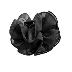 Große Chiffon-Haarschleife, Vintage-Stil, flauschig, große Größe, schwarzes Stoffband, Klaue für C4G6 Clips, Blumenzubehör von DHliIQQ