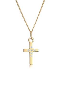 DIAMORE Halskette Damen Kreuz Glaube Fein mit Diamant (0.01 ct.) in 585 Gelbgold von DIAMORE
