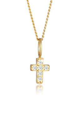 DIAMORE Halskette Damen Kreuz Religion mit Diamanten (0.06 ct.) aus 585 Gelbgold von DIAMORE