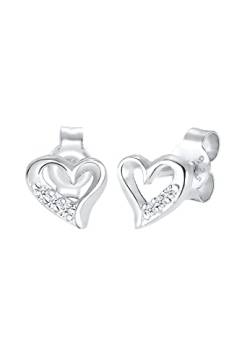 DIAMORE Ohrringe Damen Herz Motiv Elegant mit Diamant (0.06 ct.) aus 925 Sterling Silber von DIAMORE