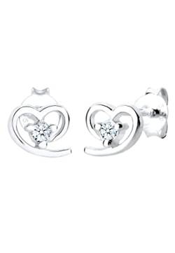 DIAMORE Ohrringe Damen Ohrstecker Herz Freundschaft mit Diamant (0.06 ct.) in 925 Sterling Silber von DIAMORE