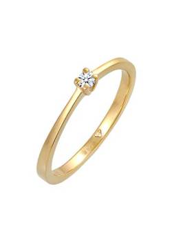 DIAMORE Ring Damen Verlobung Schlicht mit Diamant (0.10 ct.) aus 585 Gelbgold von DIAMORE