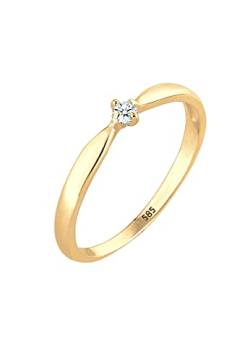 DIAMORE Ring Damen Verlobung Welle mit Diamant (0.03 ct) in 585 Gelbgold von DIAMORE