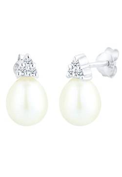 Elli DIAMONDS Earrings Women Elegant with Freshwater Cultured Pearl and Diamond in 925 Sterling Silver von DIAMORE