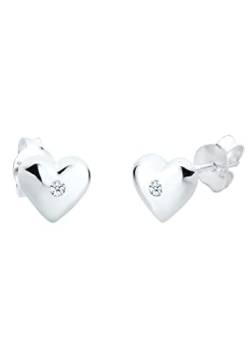 Elli DIAMONDS Earrings Women Heart Love with Diamond (0.03 ct.) in 925 Sterling Silver von DIAMORE