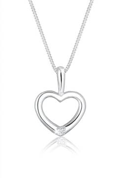 Elli DIAMONDS Halskette Damen mit Herz Anhänger und Diamant (0.015 ct.) in 925 Sterling Silber von DIAMORE