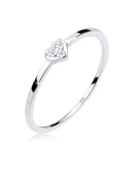 Elli DIAMONDS Ring Damen Herz Symbol Klassisch mit Diamant (0.06 ct.) in 925 Sterling Silber von DIAMORE