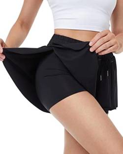 DIASHINY 2 in 1 Flowy Frauen Laufhose Gym Yoga Sport Fitness Lokomotive Spandex Casual Sport Rock Sommer Schwarz L von DIASHINY