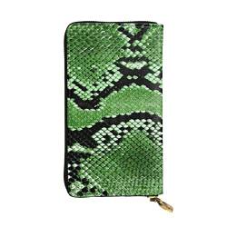 Grüne Schlangenhaut Damen Europäische Brieftasche kann 12 Karten Reisepass Brieftasche Familie Reisepass Ordner Modern/Fit, Grün von DICAPO