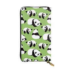 Grüner Hintergrund Panda Damen Europäische Geldbörse kann 12 Karten halten Reisepass Brieftasche, Familienpassmappe Modern/Fit von DICAPO