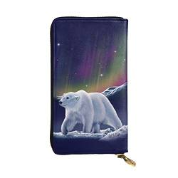 Northern Lights Polar Bear Damen Europäische Geldbörse bietet Platz für 12 Karten Reisepass-Brieftasche, Familienpassmappe Modern/Fit von DICAPO