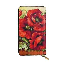 Schöne rote Mohnblume Damen europäische Brieftasche kann 12 Karten halten Reisepass-Brieftasche, Familienpass-Ordner, modern/fit von DICAPO