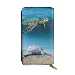 Sea Conch Shell Seestern Schildkröte Damen Europäische Brieftasche kann 12 Karten halten Reisepass-Brieftasche, Familienpass-Ordner Modern/Fit von DICAPO