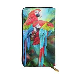 Zwei farbige Papageien Damen europäische Geldbörse kann 12 Karten halten Reisepass-Brieftasche, Familienpass-Ordner, modern/fit von DICAPO