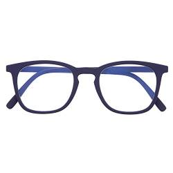 DIDINSKY Blaulichtfilter Brille für Damen und Herren. Blaufilter Brille mit stärke oder ohne sehstärke für Gaming oder Pc. Gummi-Touch-Tempel und Blendschutzgläser. Indigo +3.0 – TATE von DIDINSKY
